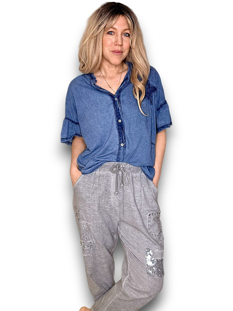 Helga May | Faded Navy Star Shirt