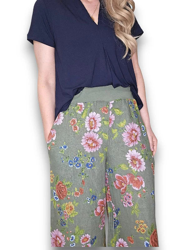 Helga May | Palazzo Doily Rose Pant - Forest