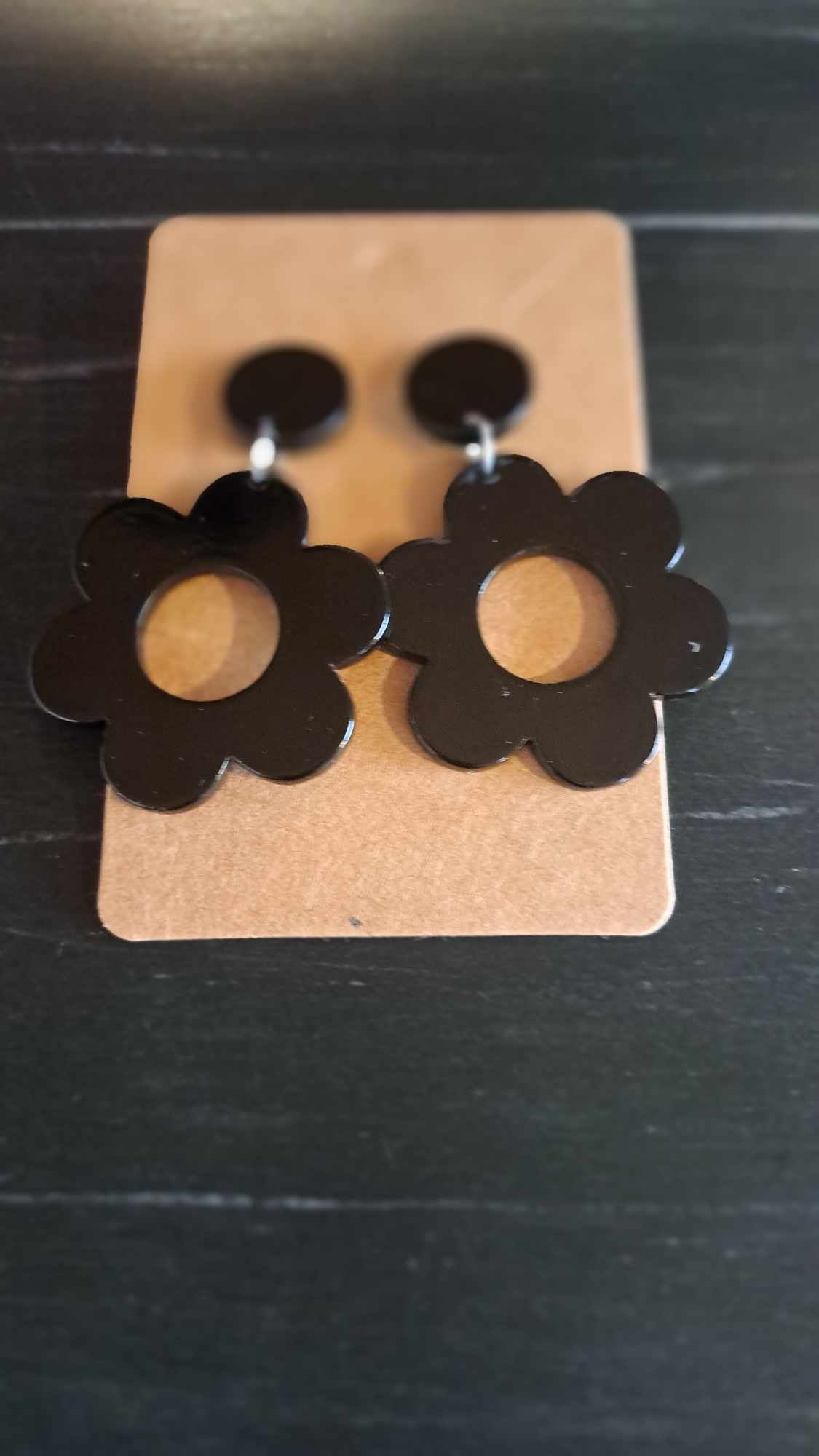 Funky Ted | Black - Floss Flower Earrings
