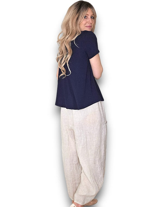 Helga May | Navy Samba Viscose Top