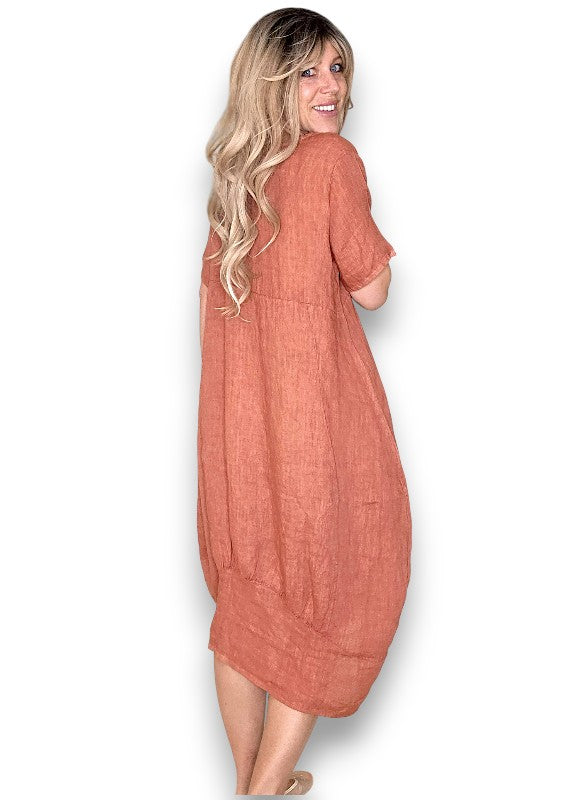 Helga May | Brick Mid Sleeve Maxi Dress