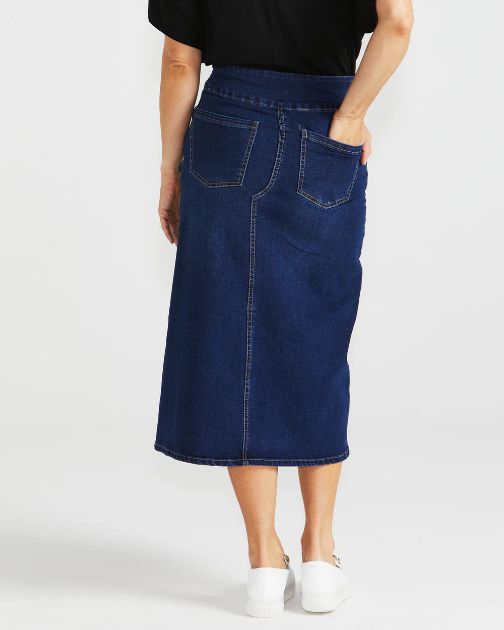Betty Basics | Midnight Denim - Shelby Stretch Denim Skirt Curve