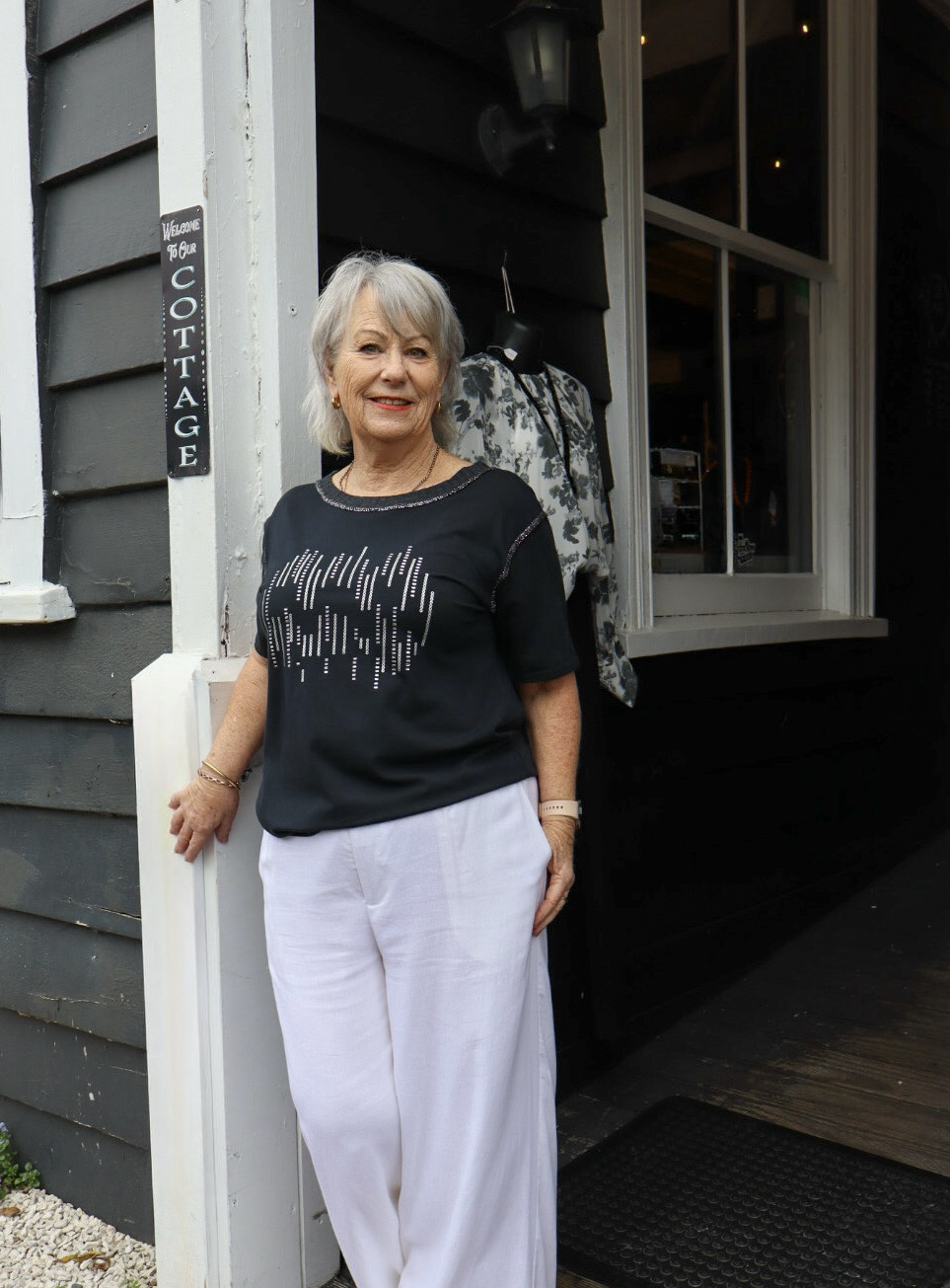 The Cottage Collection | Black Diamante Stripes Tee