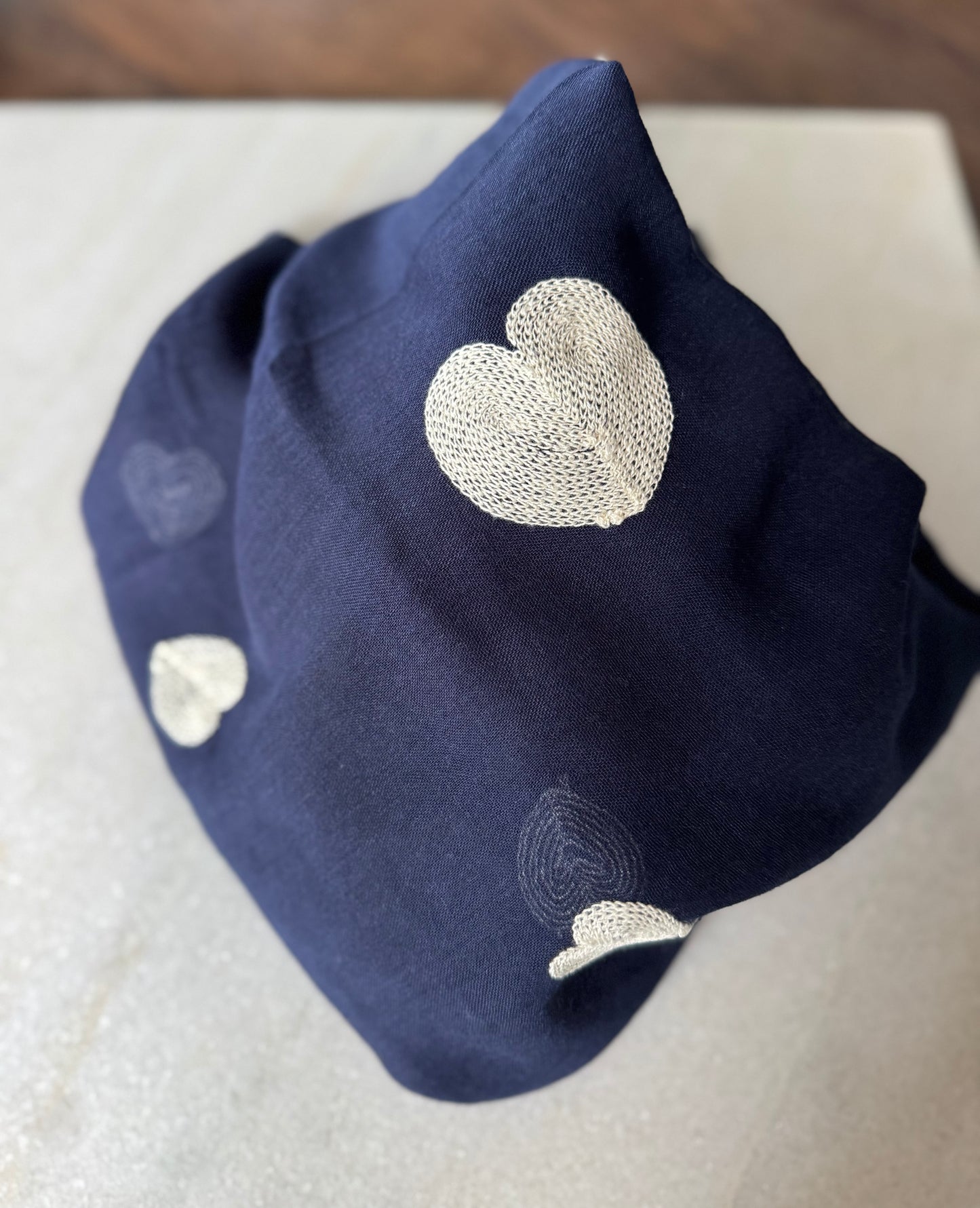 The Cottage Collection Scarf| Hearty Heart Heart - Navy