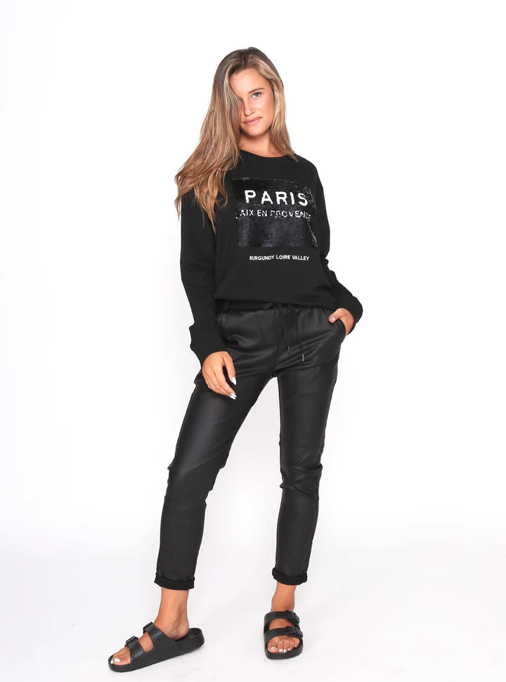 Monaco Jeans | Black - Riley Stretch Jogger Wax Look