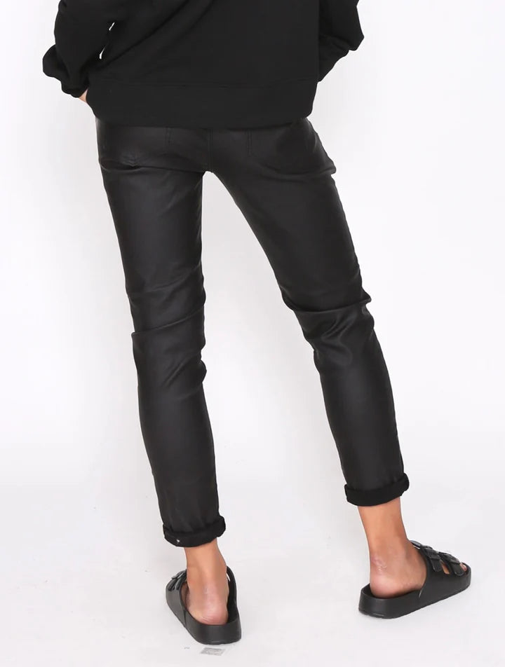 Monaco Jeans | Black - Riley Stretch Jogger Wax Look