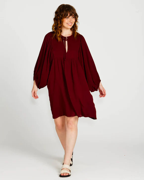 Sass | Wine - Rava Boho Mini Dress