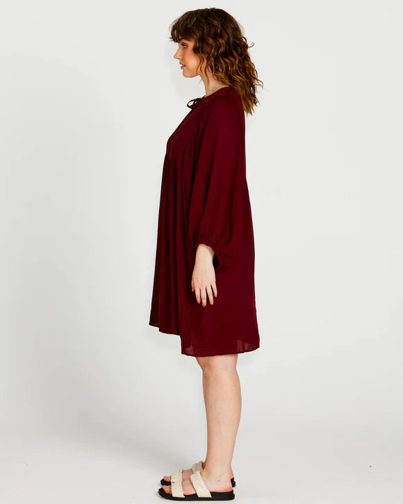 Sass | Wine - Rava Boho Mini Dress