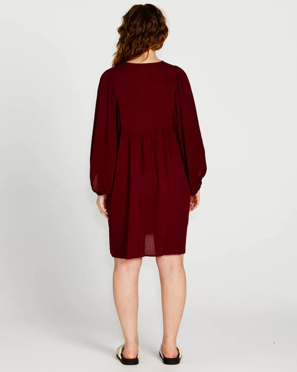 Sass | Wine - Rava Boho Mini Dress