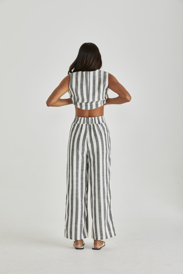 Sass | Nevada Pant - Cream Black Stripe