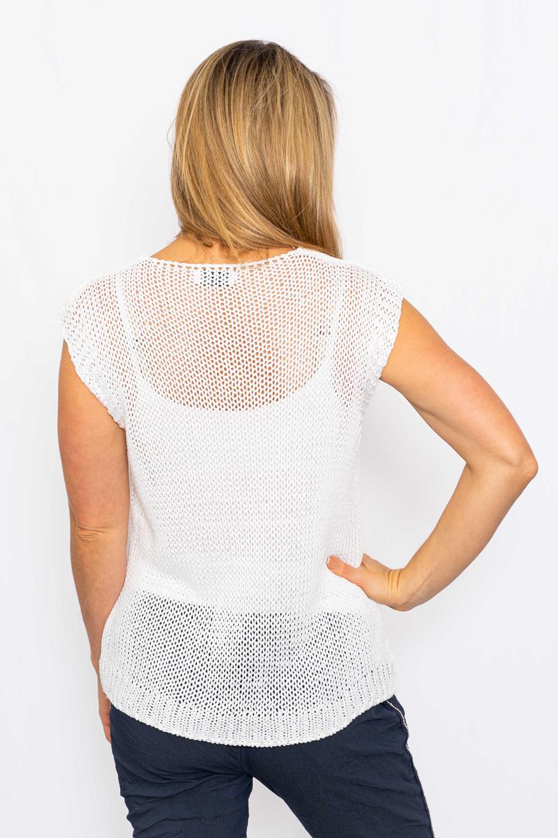 The Italian Closet | White Velma Knit Sleeveless Top