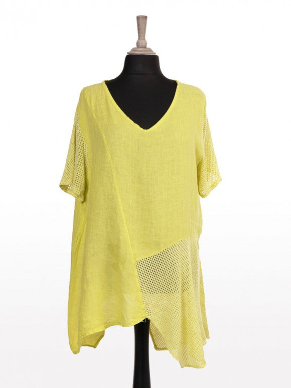 The Cottage Collection | Lime Green Connie Asymmetric Hem Crochet Top