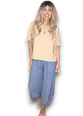 Helga May | Petrol Mini Button Linen Pant