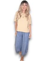 Helga May | Petrol Mini Button Linen Pant