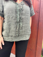 The Cottage Collection | Chloe Linen Top - Khaki