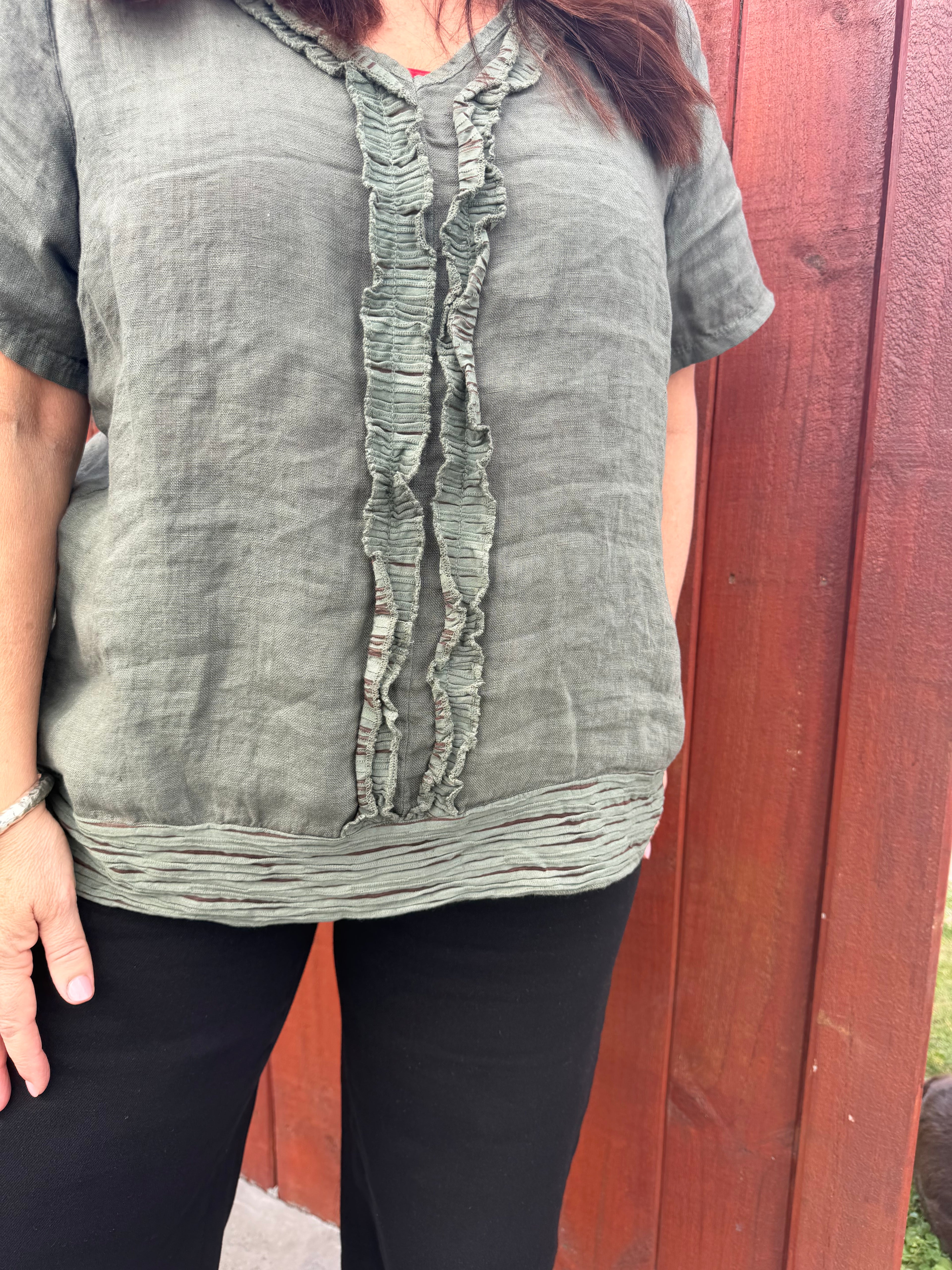 The Cottage Collection | Chloe Linen Top - Khaki