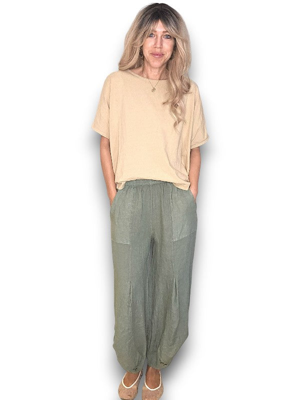 Helga May | Forest Mini Button Linen Pant