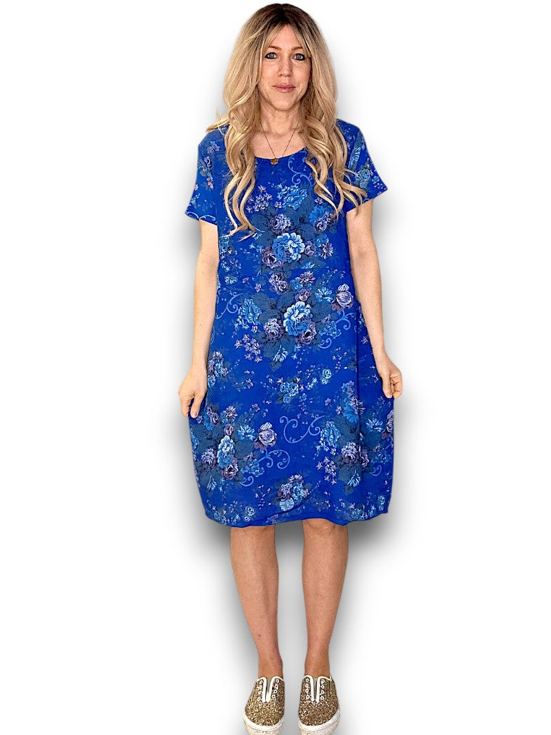 Helga May | Cobalt Twirl Rose Jungle Dress