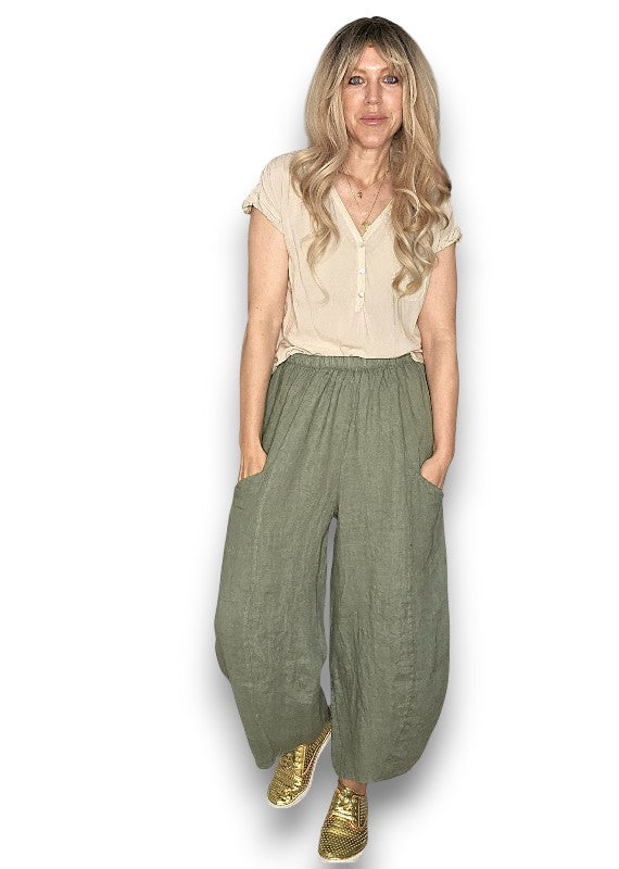 Helga May | Forest Barrel Linen Pants