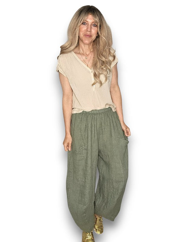 Helga May | Forest Barrel Linen Pants