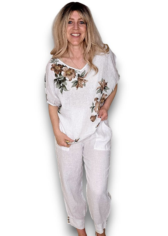 Helga May | White Spring Blossom Linen Top