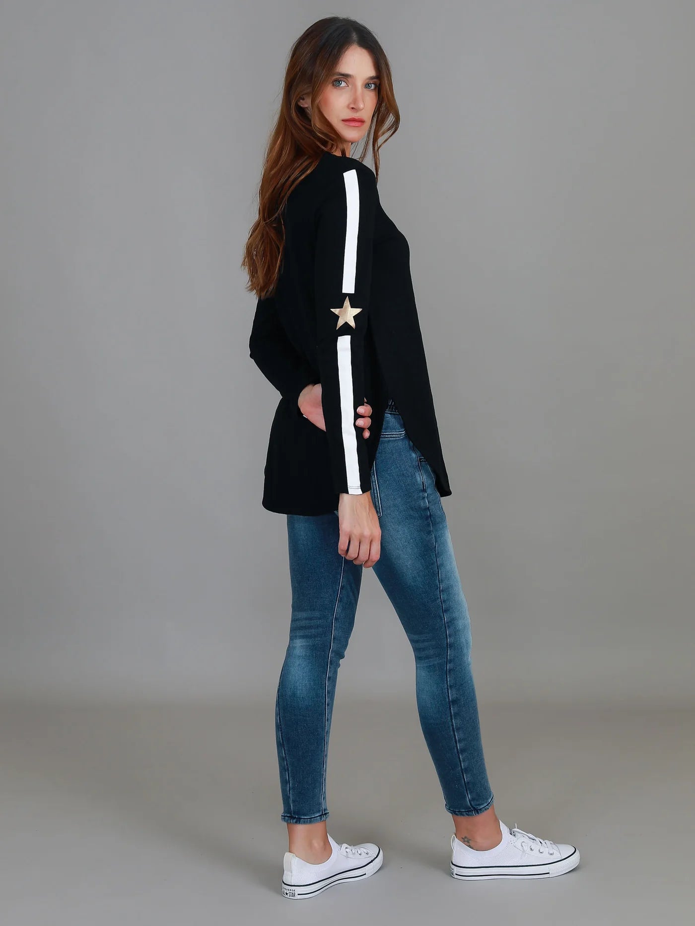 Love & Pebbles - Junee Banded Star Tee  - Black
