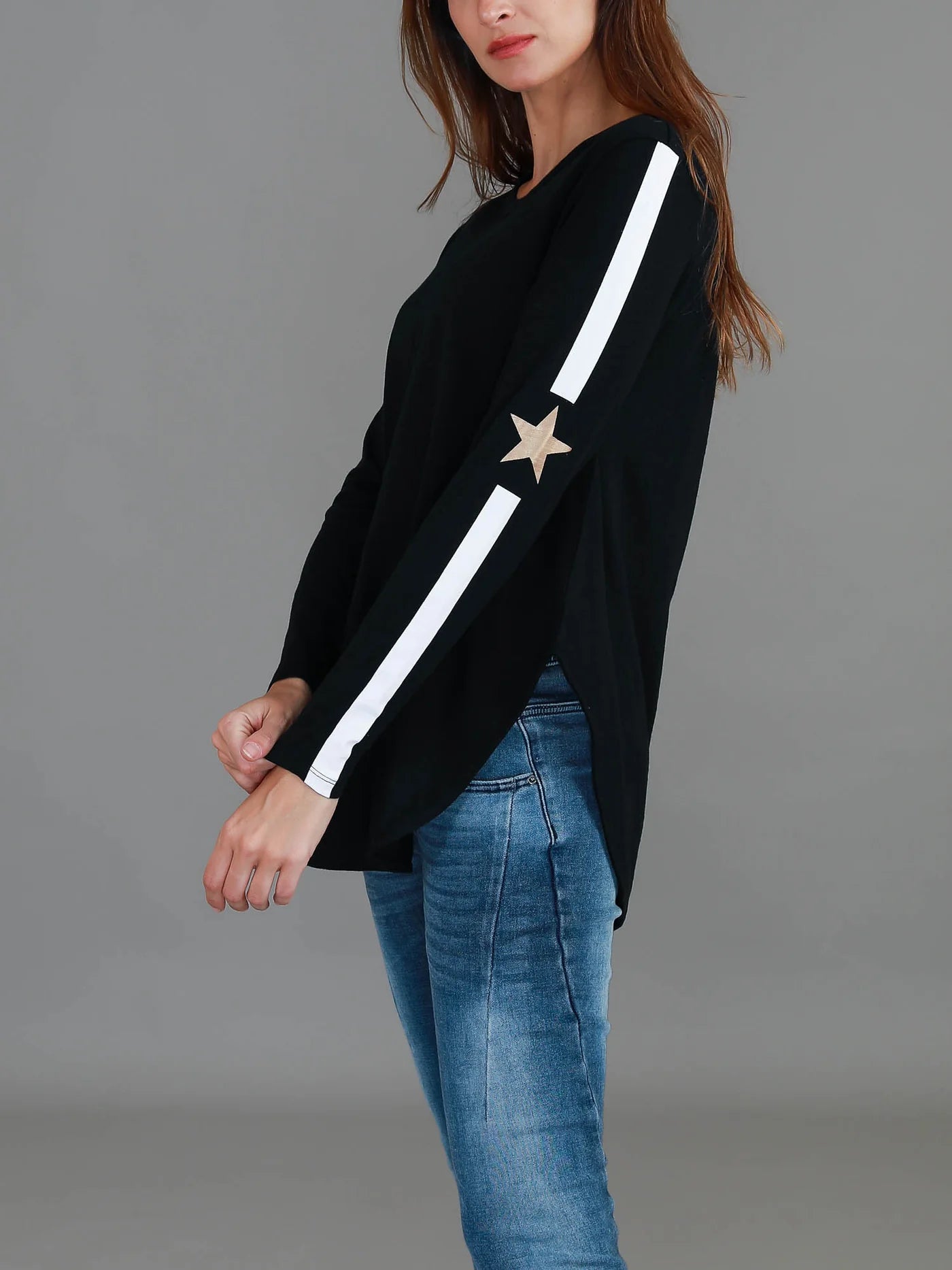 Love & Pebbles - Junee Banded Star Tee  - Black
