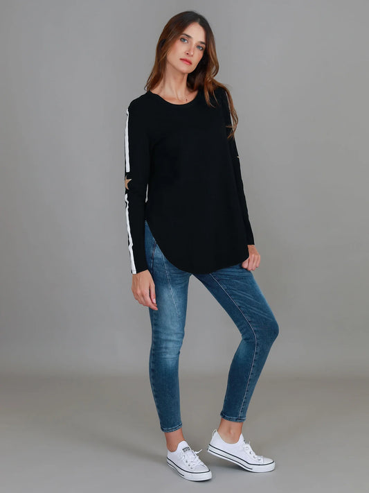 Love & Pebbles - Junee Banded Star Tee  - Black