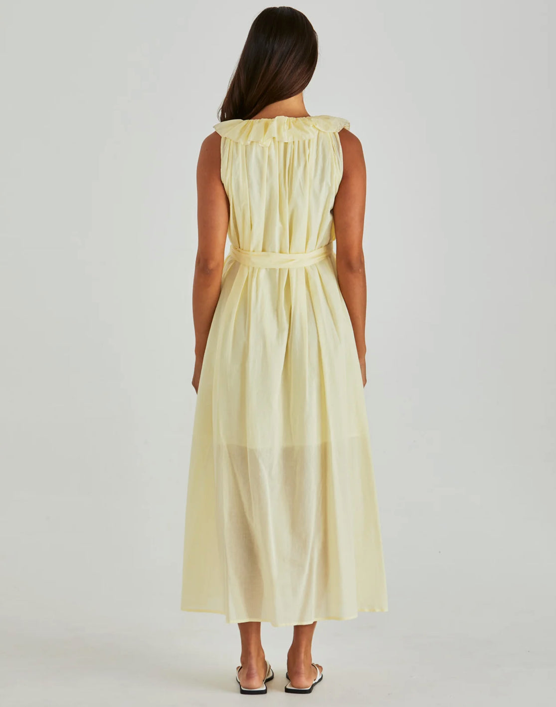 Sass | Lilla Ruffled Neck Dress - Butter Yellow