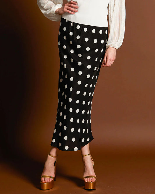 Fate + Becker | Black Polka Superstition Bias Cut Skirt