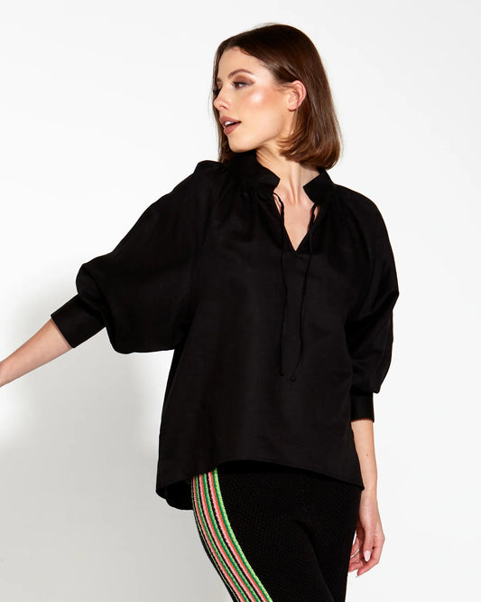 Fate + Becker | Black - Heritage Linen Batwing Blouse