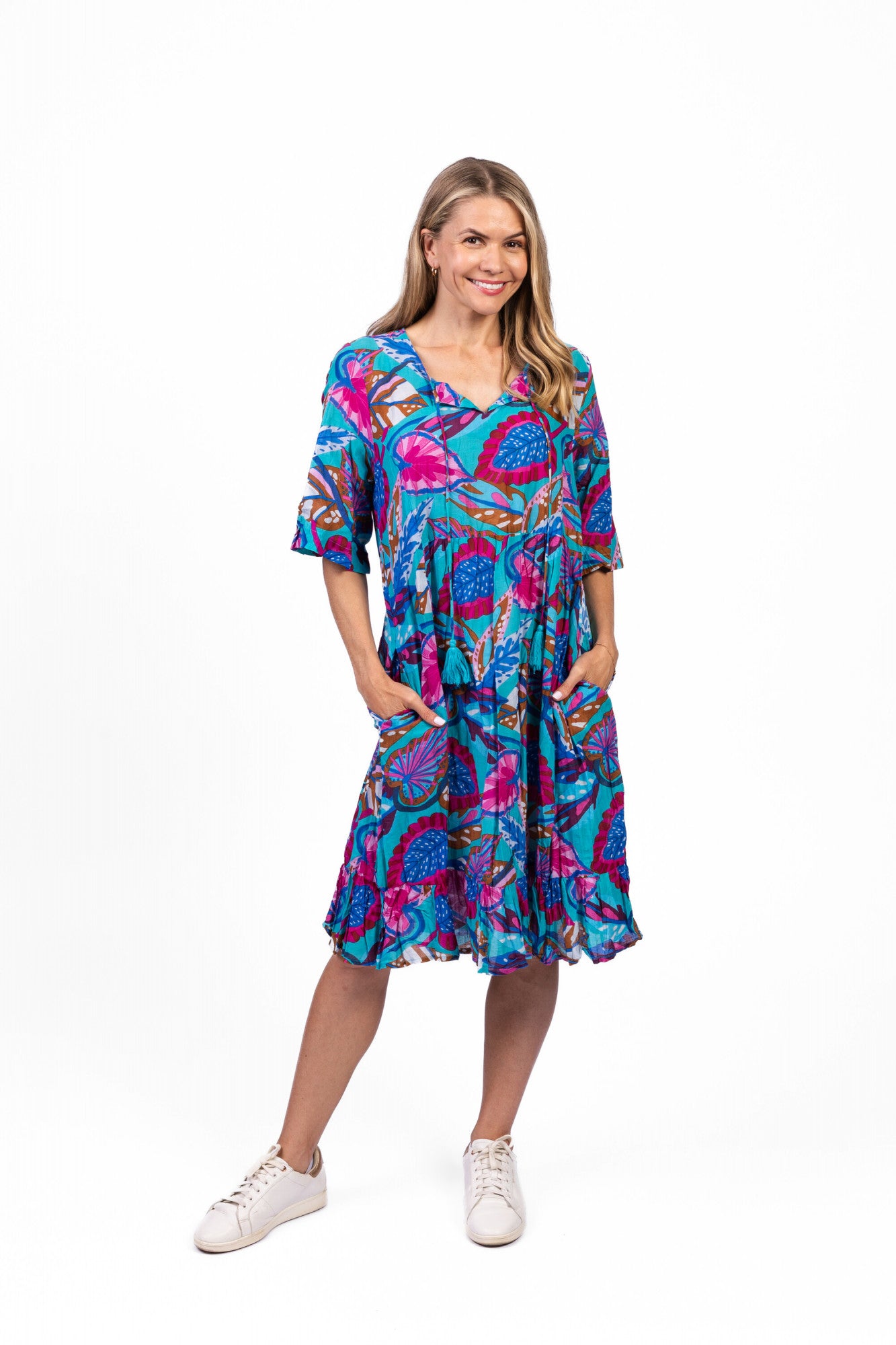 Orientique |Charli Tassel Tie Dress - Trop Mad Blue