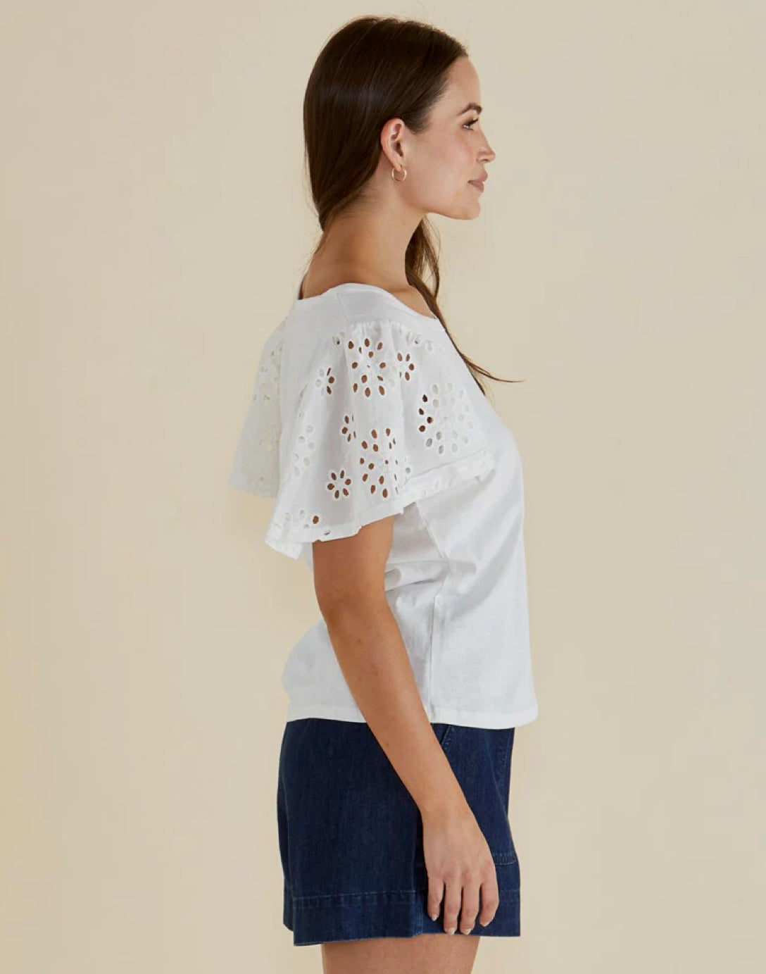 Betty Basics | Lottie Embroidered Tee - White