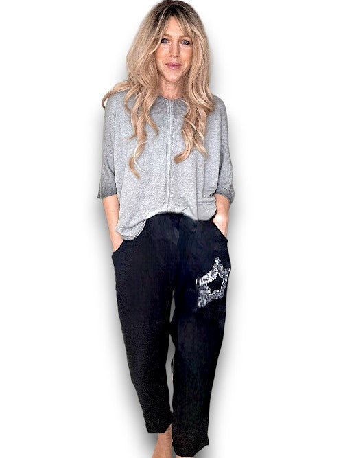 The Cottage Collection - Black Linen Star Pants