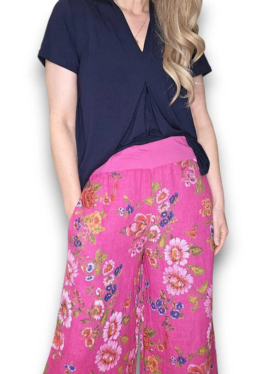 Helga May | Palazzo Doily Rose Pant - Hot Pink