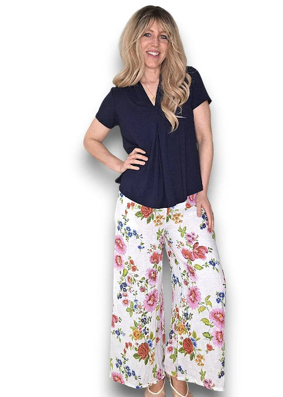 Helga May | Palazzo Doily Rose Pant - White