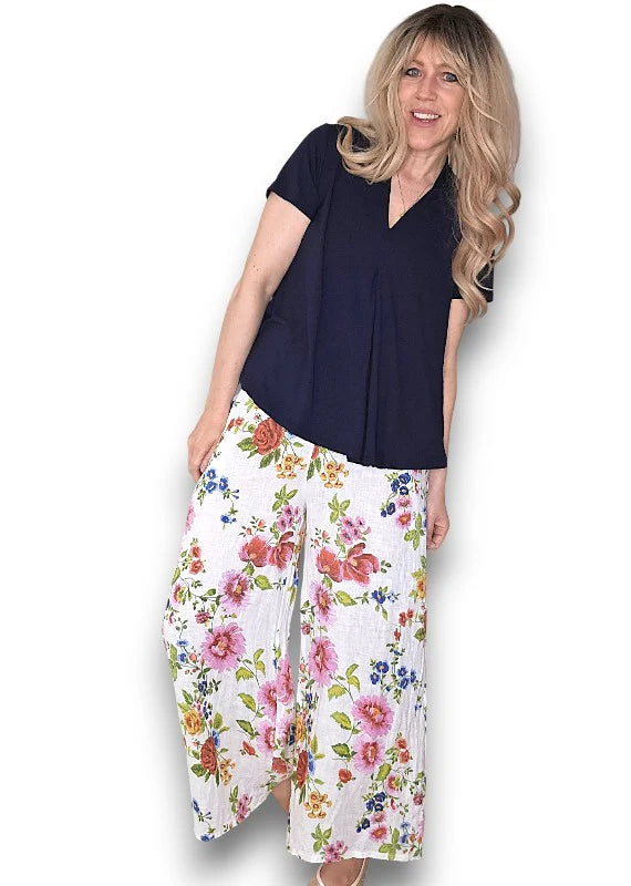 Helga May | Palazzo Doily Rose Pant - White