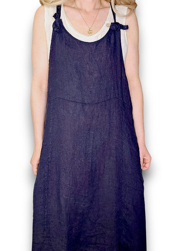 Helga May | Pinny Tie Jumpsuit - Navy