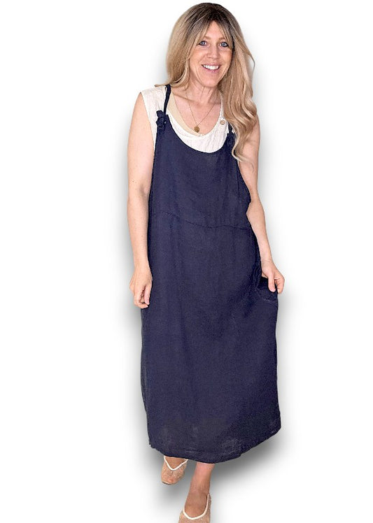 Helga May | Pinny Tie Jumpsuit - Navy