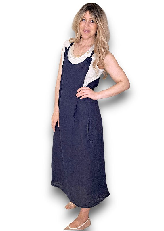 Helga May | Pinny Tie Jumpsuit - Navy