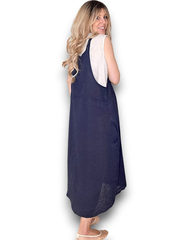 Helga May | Pinny Tie Jumpsuit - Navy