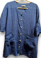 Helga May | Cobalt Pearl Button Top