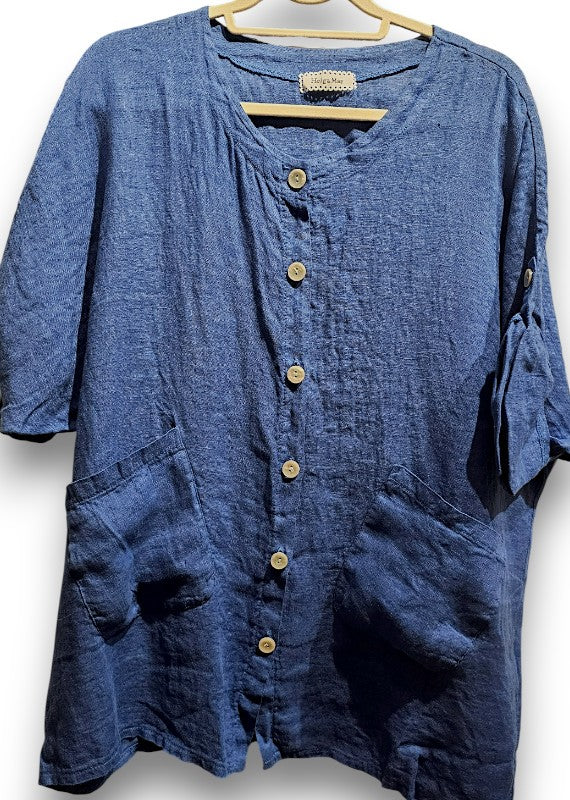 Helga May | Cobalt Pearl Button Top