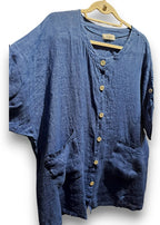 Helga May | Cobalt Pearl Button Top