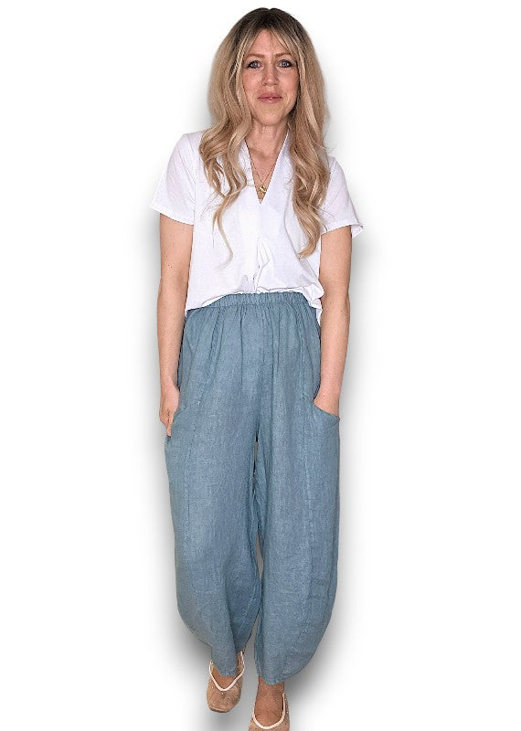 Helga May | Seafoam Barrel Linen Pants