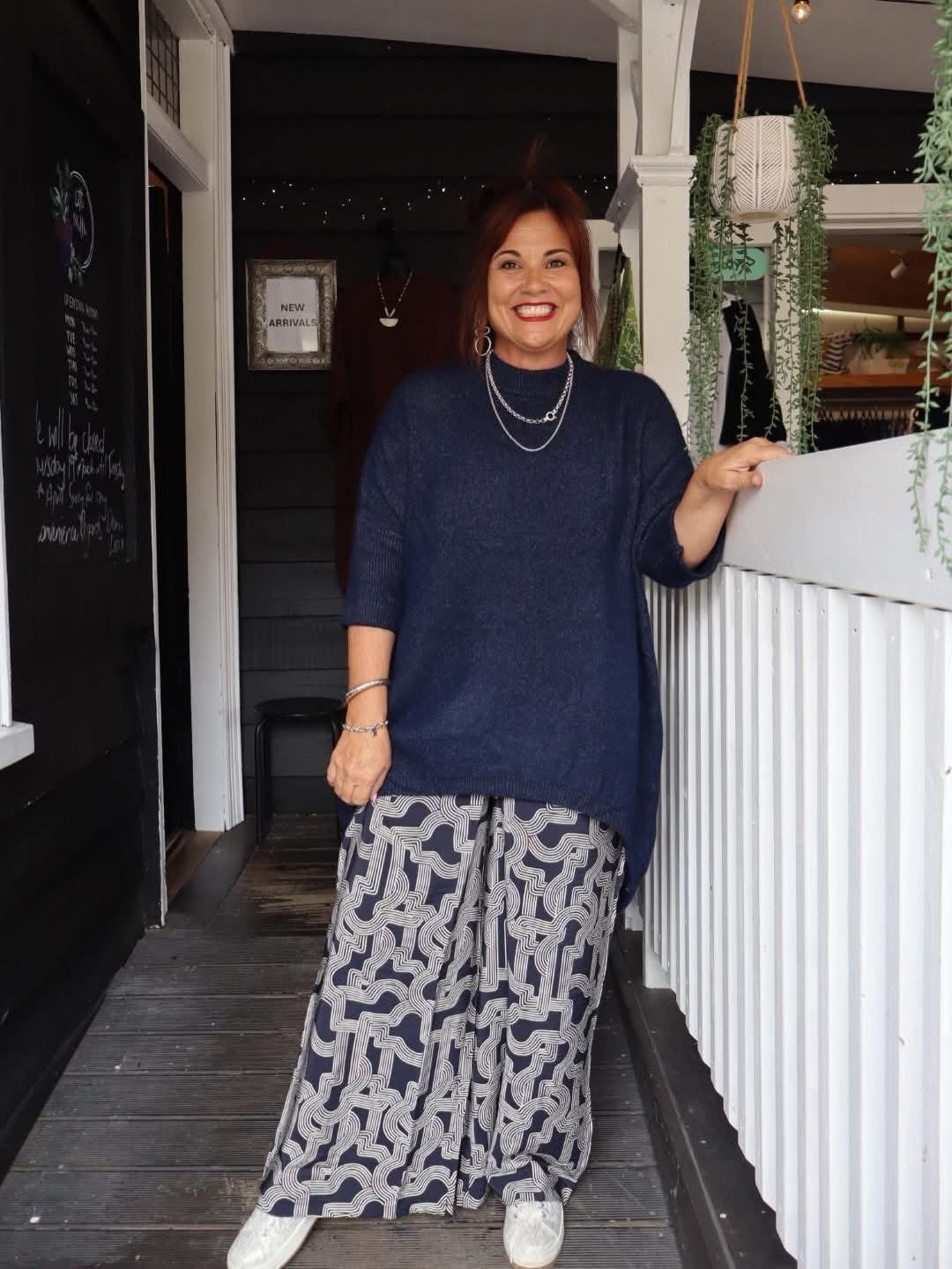 Betty Basics | Zander Pant - Navy Geo