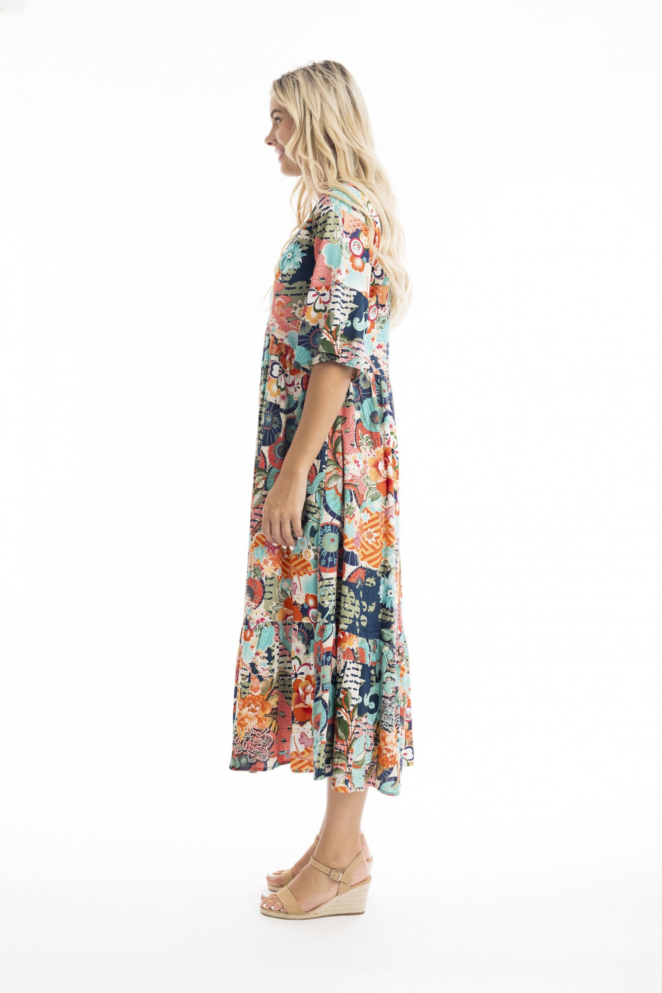 Orientique | Yakushima Midi Dress with Elbow length Sleeve