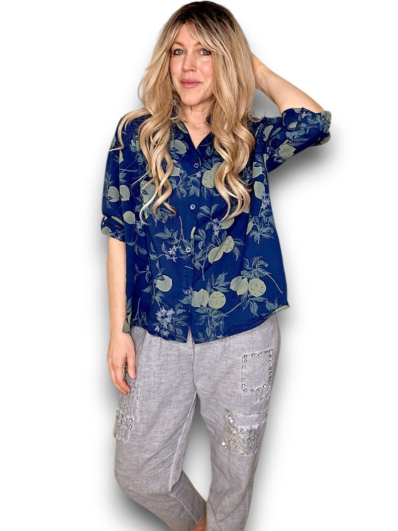 Helga May | Navy Dolly Lemon Top