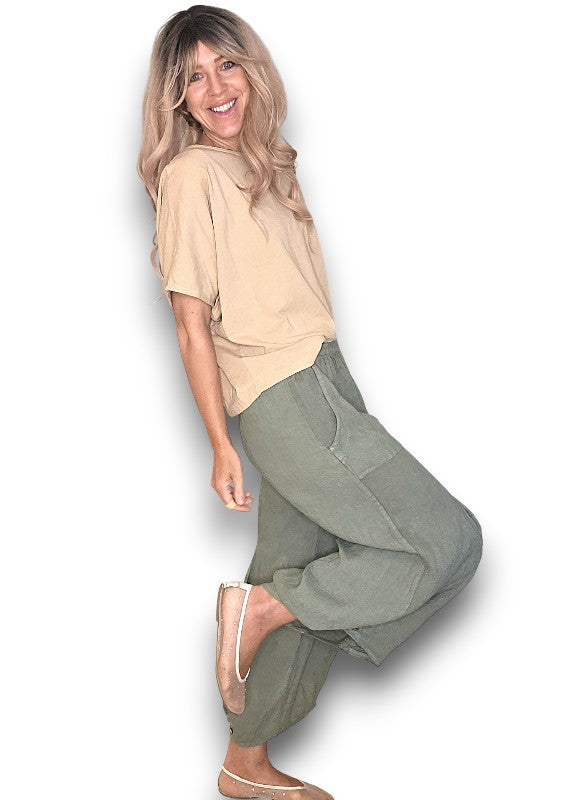 Helga May | Forest Mini Button Linen Pant