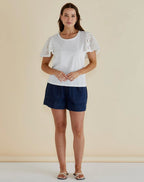 Betty Basics | Lottie Embroidered Tee - White